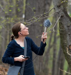 Author Rachel Mundy recording sounds